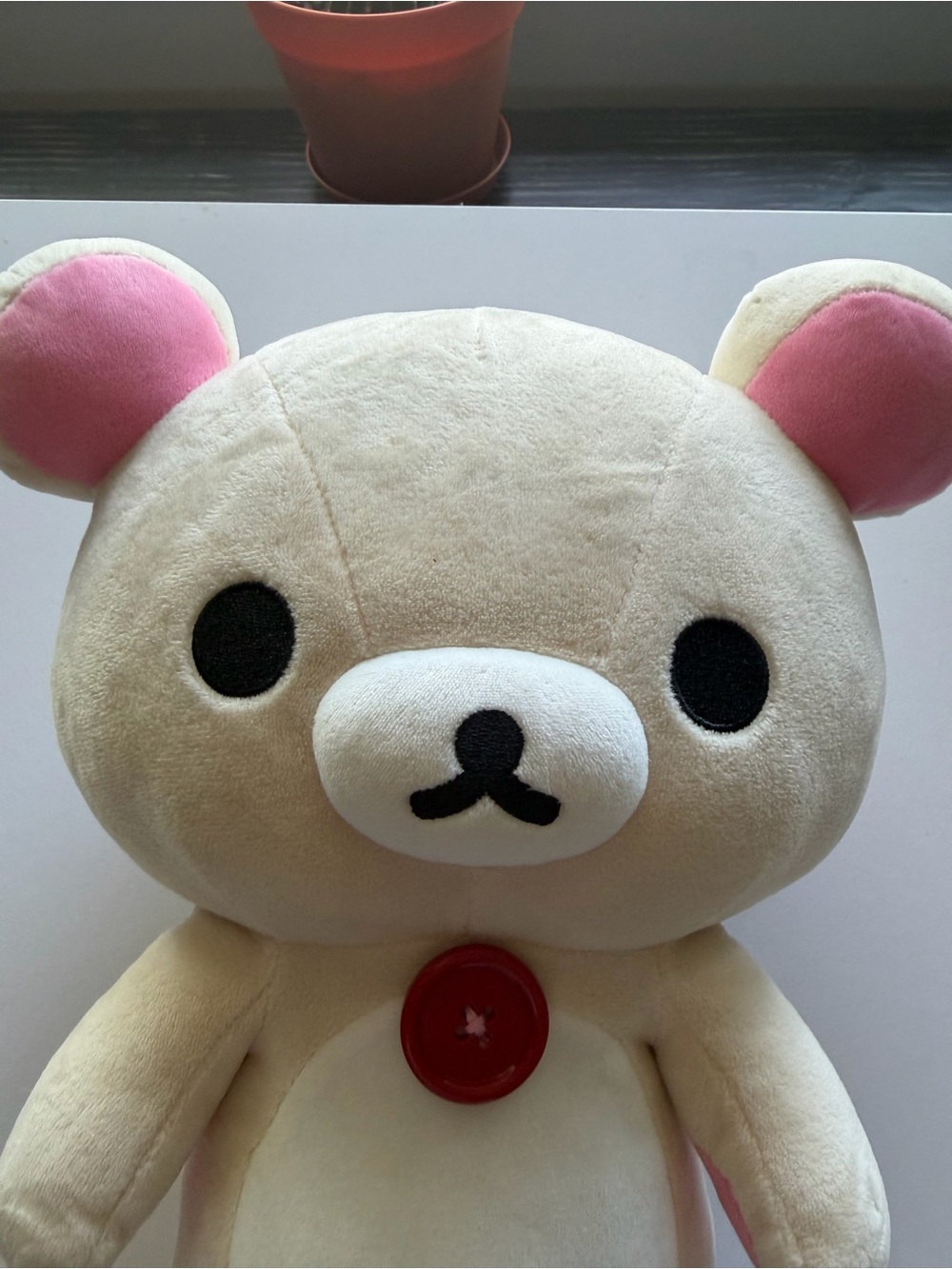 Korilakkuma Plush Bear with Red Button Accent